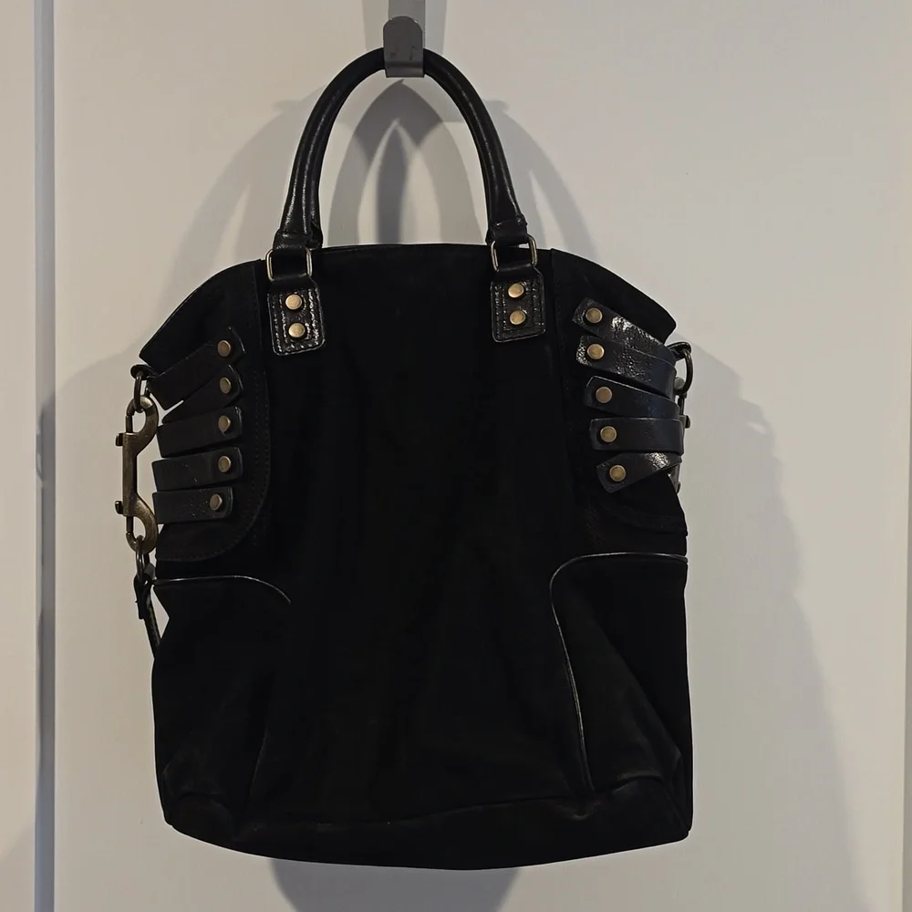 CYNTHIA‎ VINCENT (Anthropologie) large Suede Shoulder Hobo/Tote Bag in Black